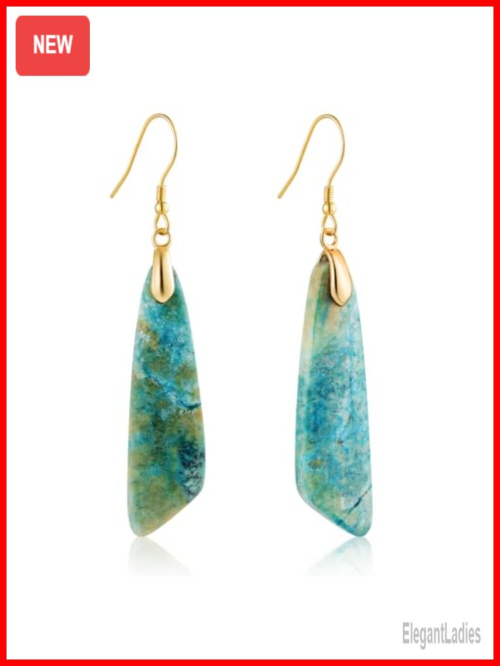 Sterling Silver Hook Jasper Stone Dangle Drop Earrings Boho